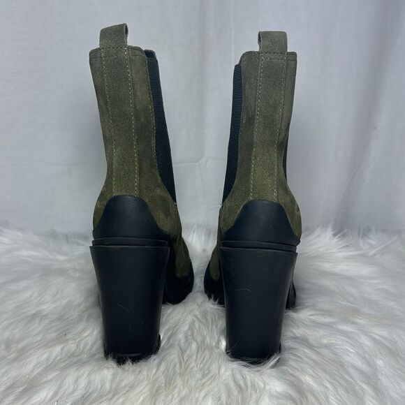 Marc Fisher LTD Ramio Green Suede Platform Lug Sole Booties Sz 9 - Picture 4 of 7